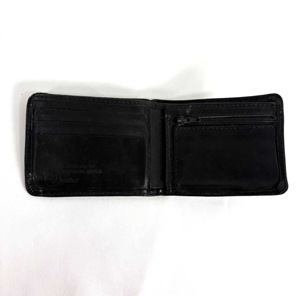 California Women Bifold Wallet Black Leather Rainbow Triangle Patch Vintage